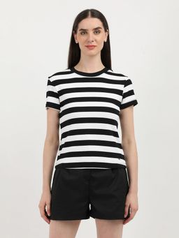 Calvin Klein - Black Striped Regular Fit Cotton T-shirt