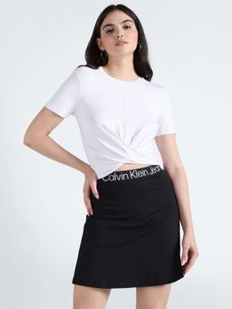 Calvin Klein - White Solid Crop Fit Modal T-shirt