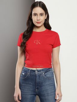 Calvin Klein - Red Logo Regular Fit Cotton T-shirt