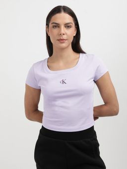 Calvin Klein - Purple Solid Regular Fit Cotton T-shirt