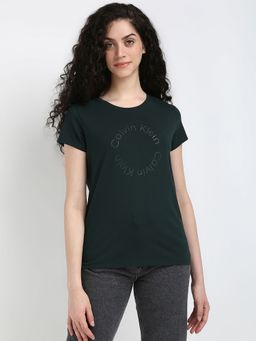 Calvin Klein - Green Embellished Logo Regular Fit Cotton T-shirt