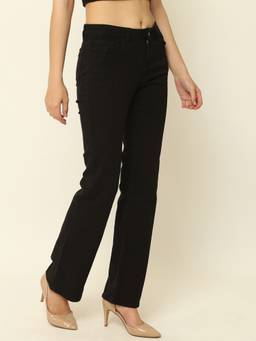 NOBARR - Women's Regular Fit Solid Full Length Black Jeans