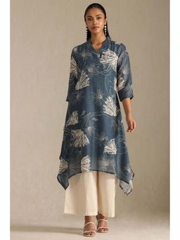 Soch - Women Blue Floral Kurta with Palazzo (Set of 2)