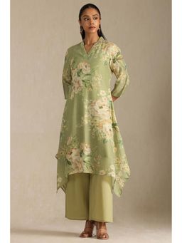 Soch - Women Green Floral Kurta with Palazzo (Set of 2)