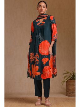 Soch - Women Green Floral Kurta with Pant and Dupatta (Set of 3)