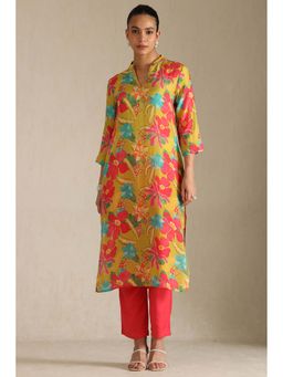 Soch - Women Green Floral Kurta with Pant (Set of 2)