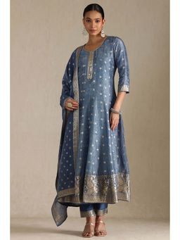 Soch - Women Blue Woven Kurta with Pant and Dupatta (Set of 3)