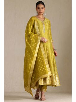 Soch - Women Green Woven Kurta with Pant and Dupatta (Set of 3)