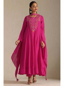 Soch - Women Pink Embroidered Anarkali Kurta with Pant and Dupatta (Set of 3)