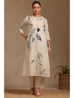 Soch - Women Beige Printed Kurta with Pant (Set of 2)