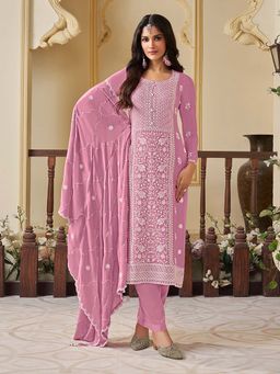 Seerat - Women Pink Embroidered Kurta with Pant and Dupatta (Set of 3)
