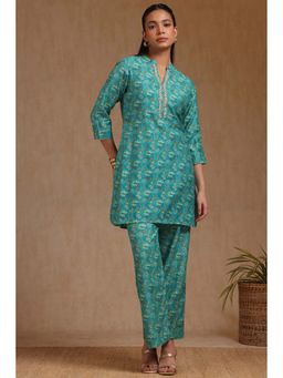 Soch - Women Teal Floral Co-Ord (Set of 2)