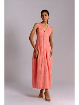 BUDUN - Abby Pink Drop Waist Long Dress