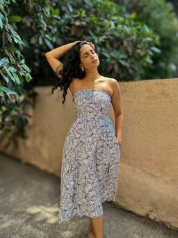 BUDUN - Aurora Floral Printed Strapless Midi Dress