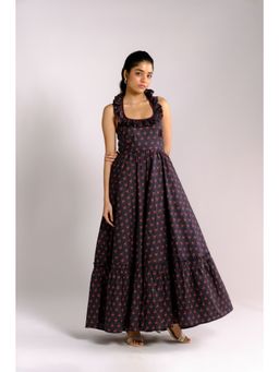 BUDUN - Dani Black Printed Halter Maxi Dress
