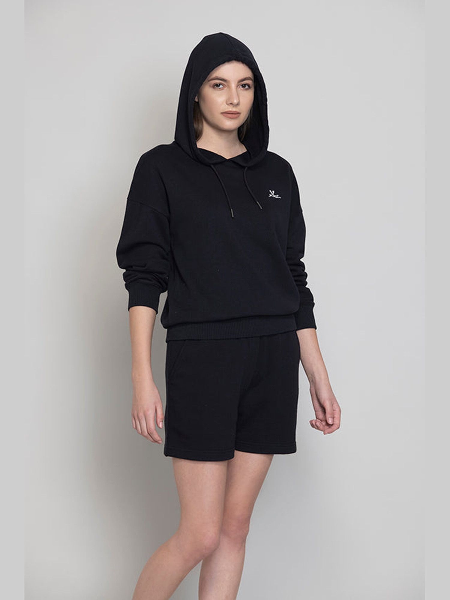Black Pure Cotton Hoodie
