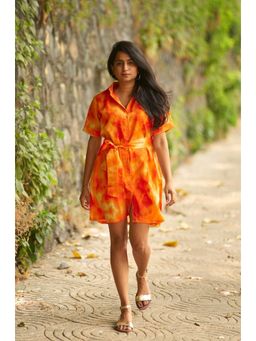 BUDUN - Emma Orange shirt Mini Dress