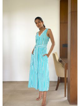 BUDUN - Hannah Blue Pure Cotton A Line Maxi Dress