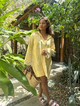 BUDUN - Isla Yellow Linen Shirt Dress