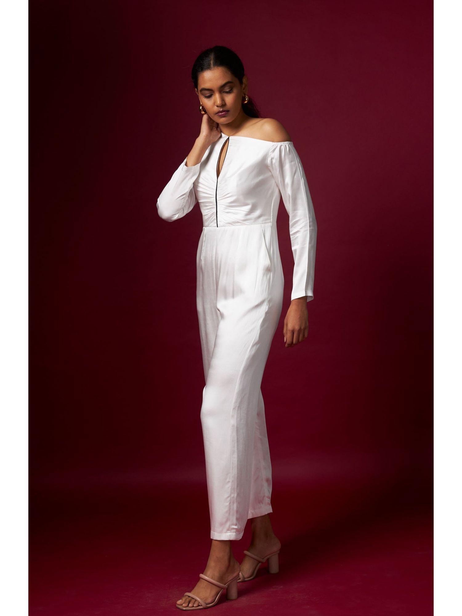 Classic White Drop Shoulder Jumpsuit