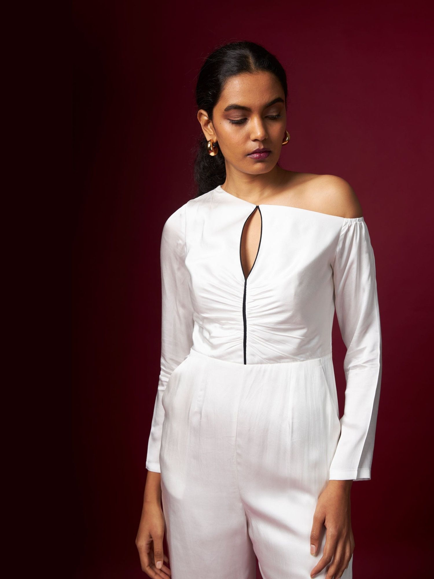 Classic White Drop Shoulder Jumpsuit