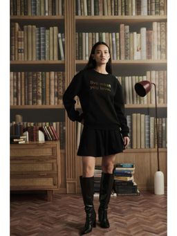 Muvazo - Black Cotton Blend Sweatshirt