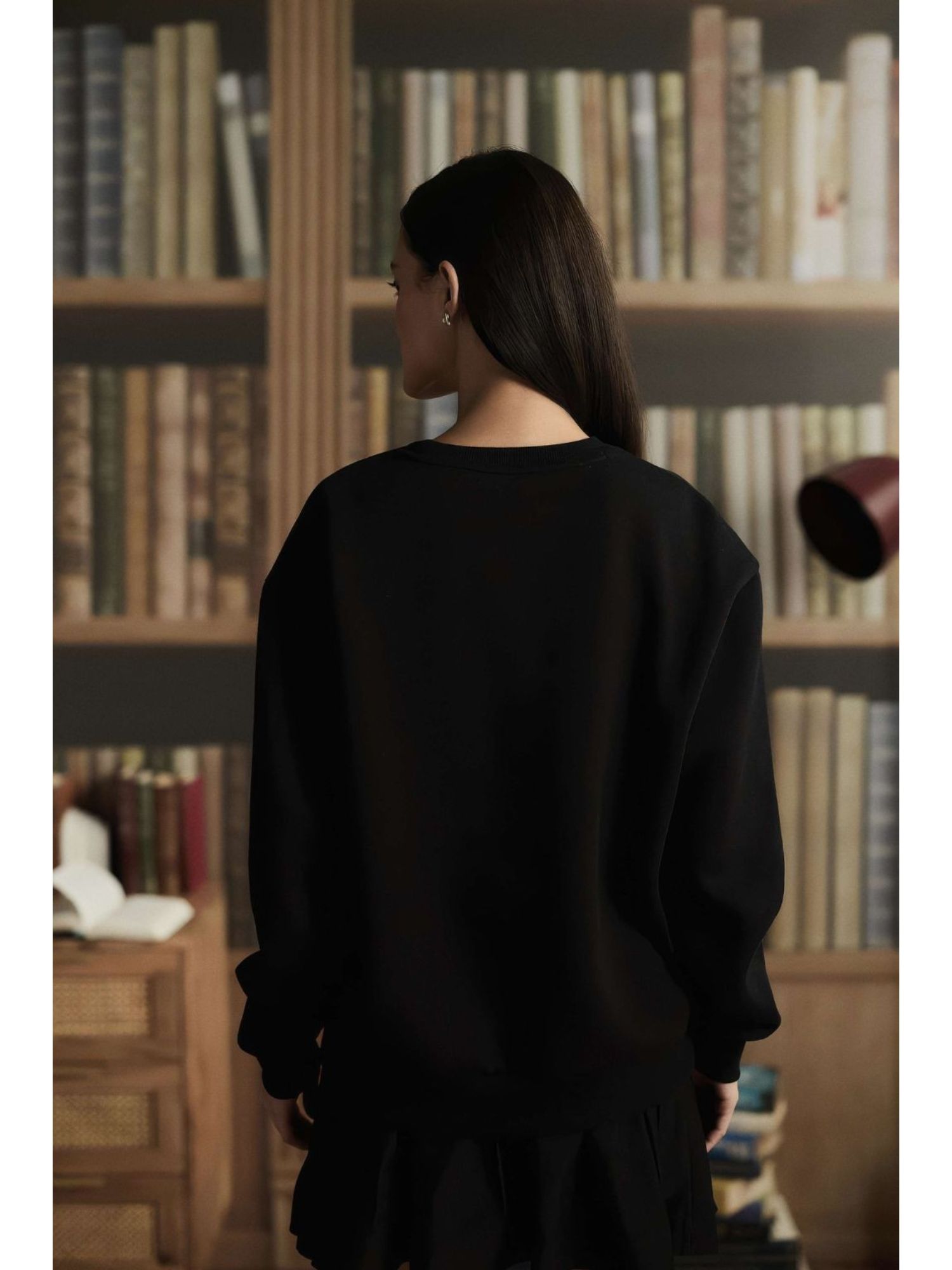 Black Cotton Blend Sweatshirt