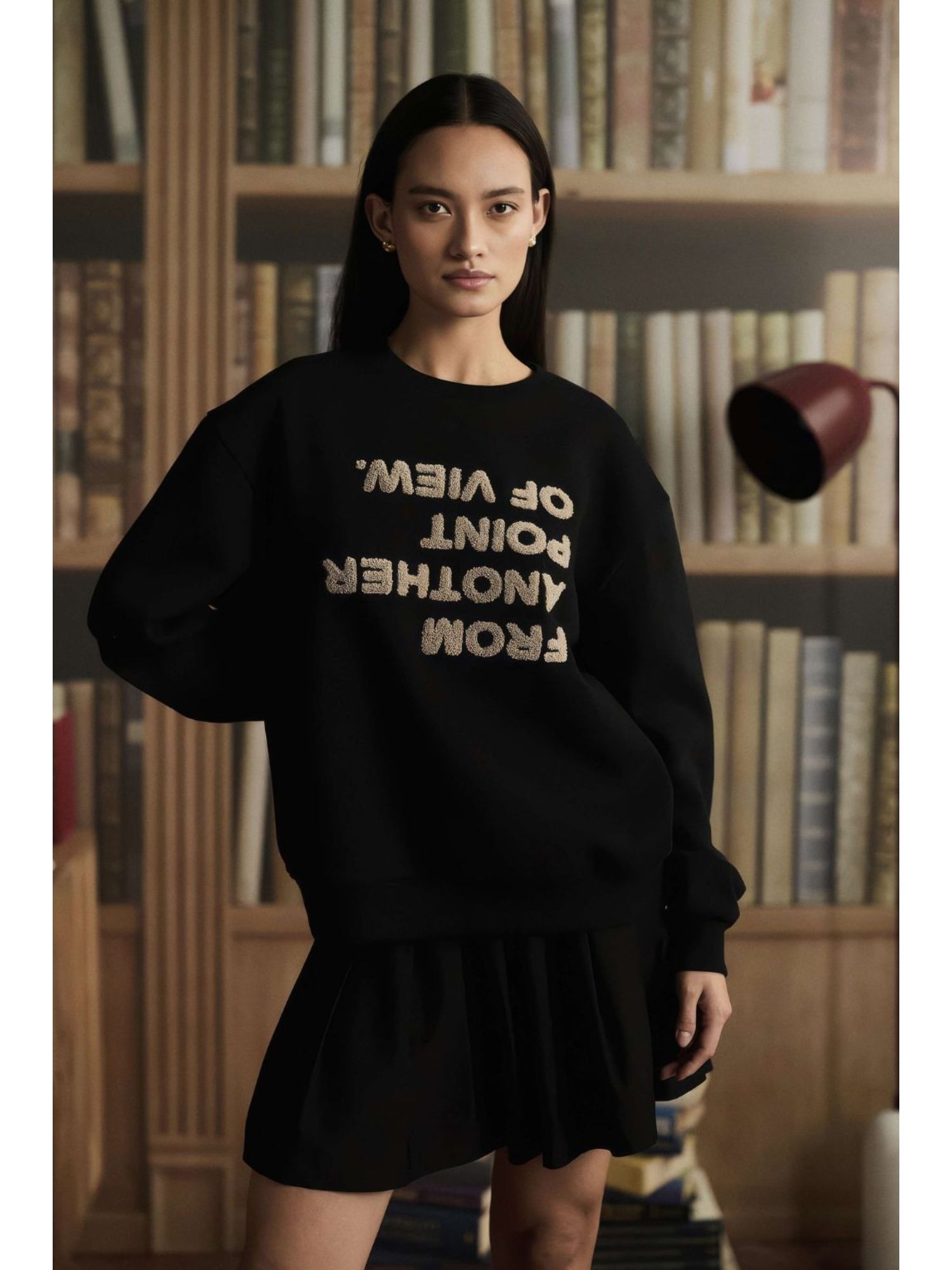 Black Cotton Blend Sweatshirt