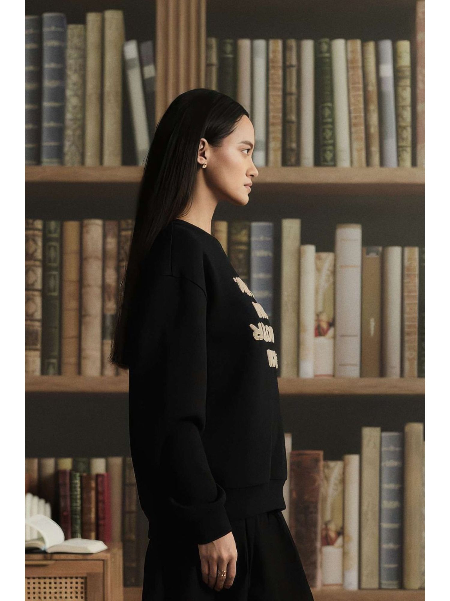 Black Cotton Blend Sweatshirt