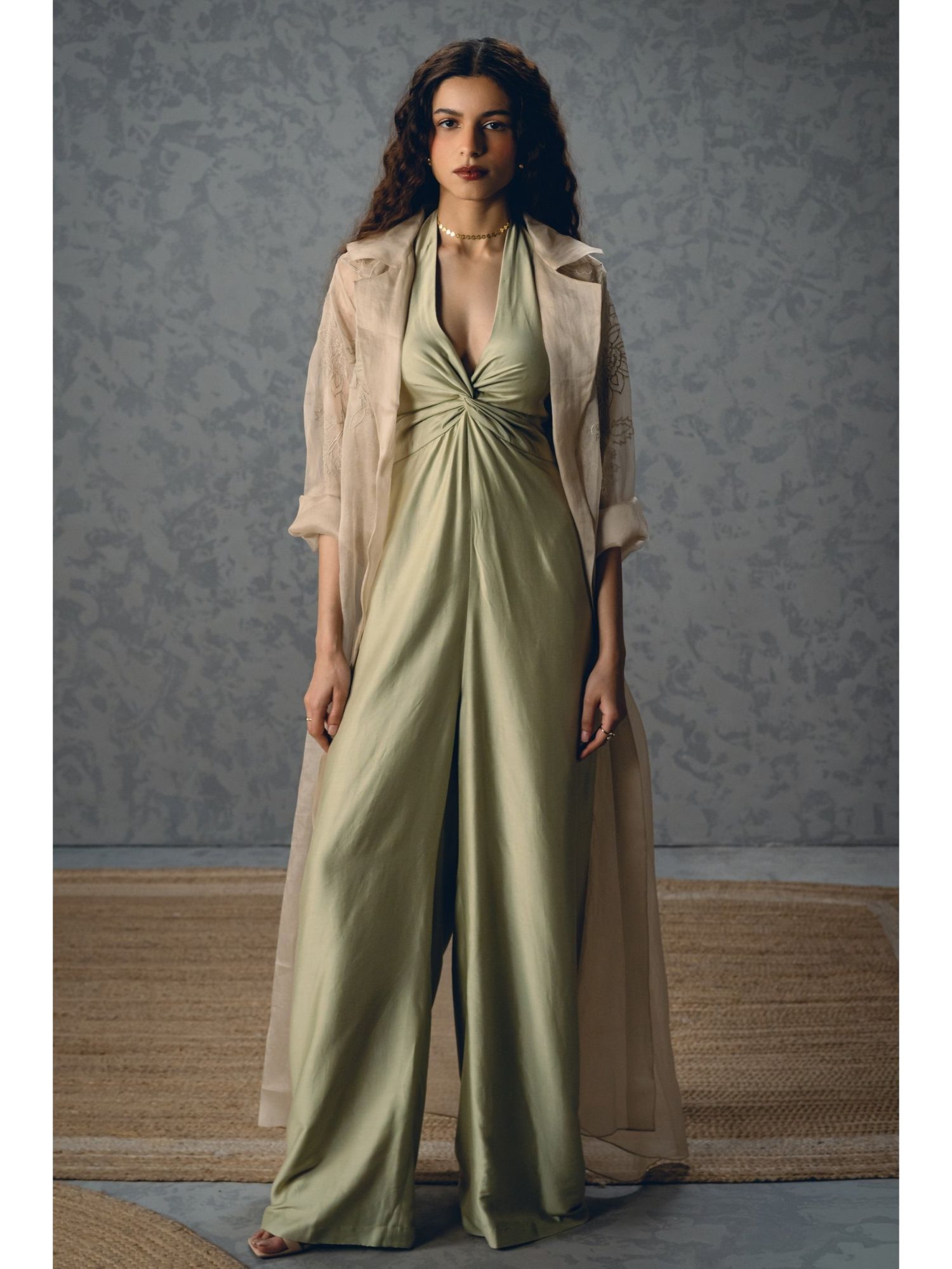 Green Shinju Green Jumpsuit with Jacket