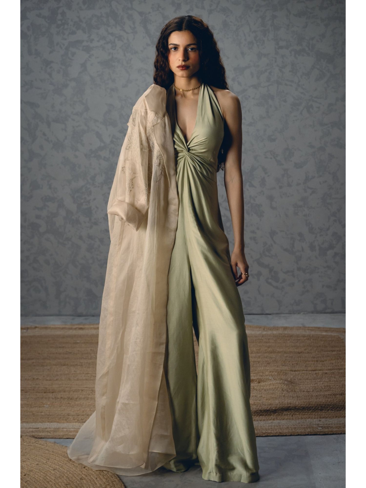 Green Shinju Green Jumpsuit with Jacket