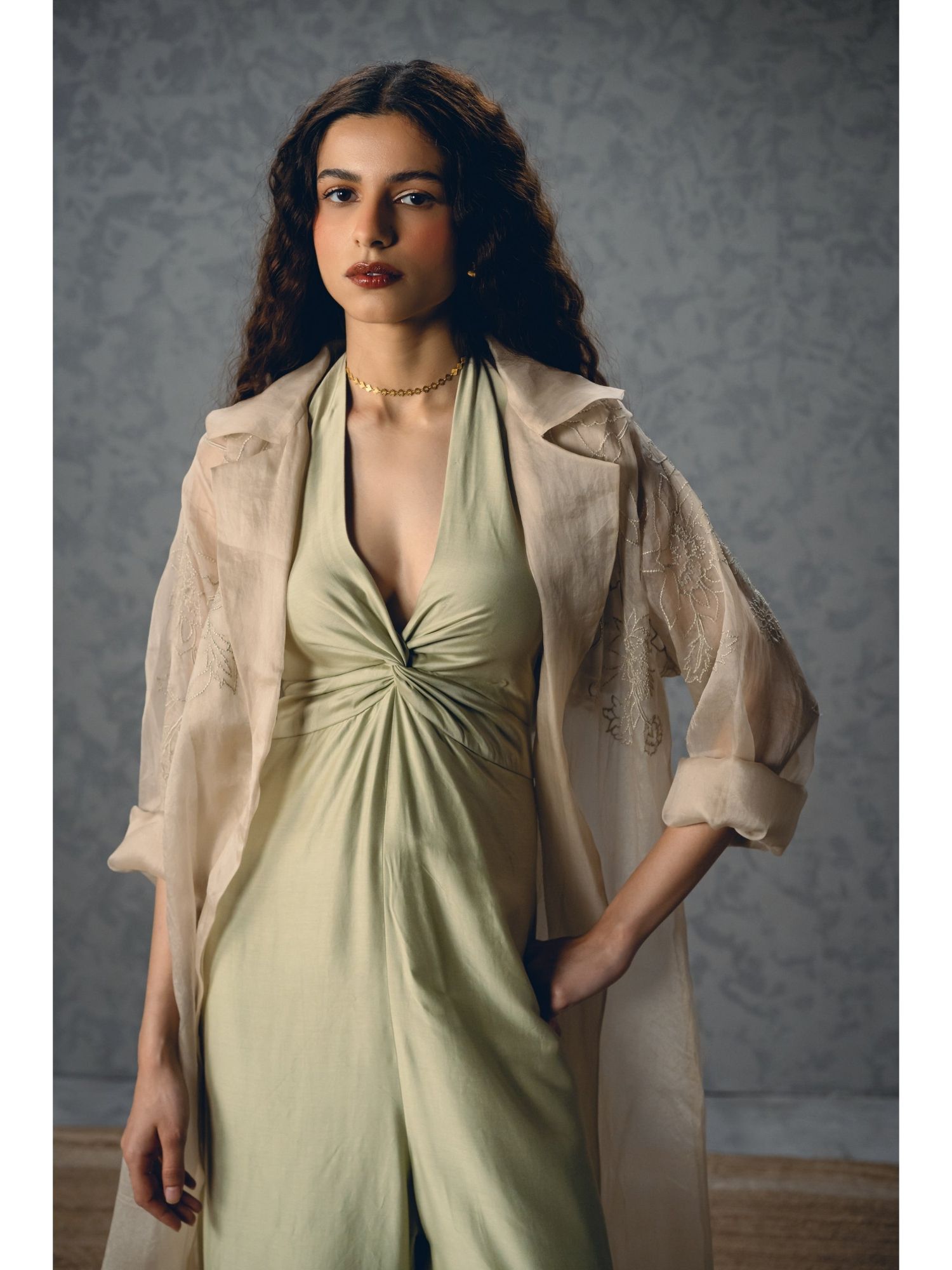 Green Shinju Green Jumpsuit with Jacket