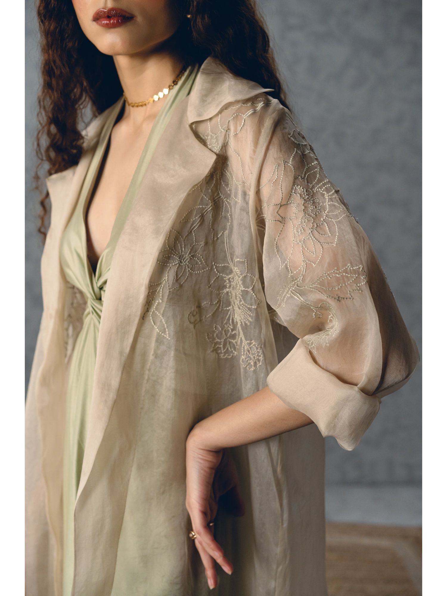 Green Shinju Green Jumpsuit with Jacket