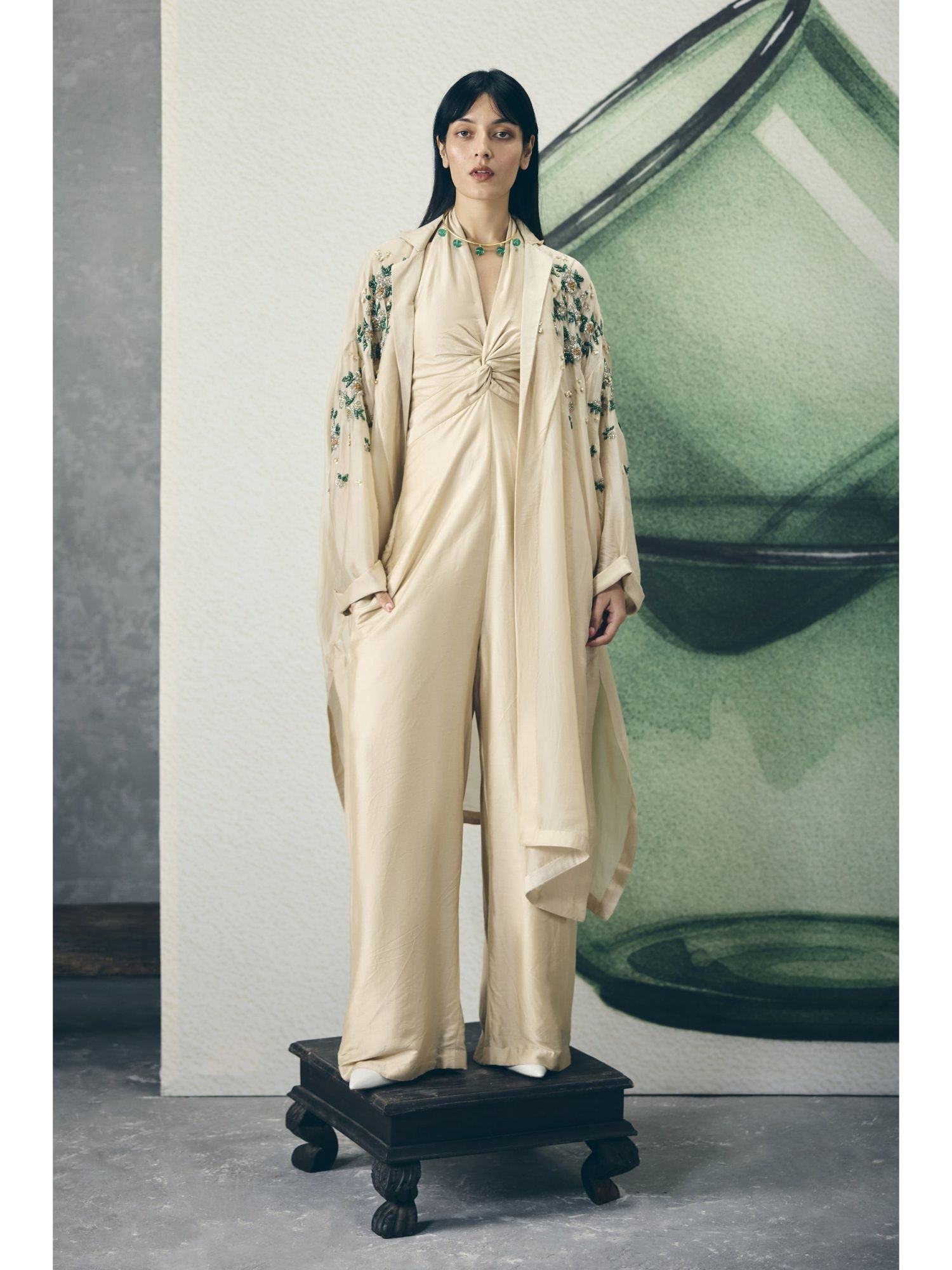 Ivory Shinju Ivory Jumpsuit with Jacket