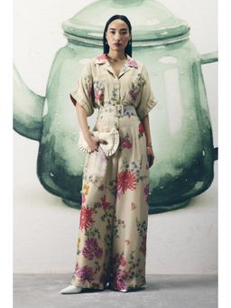 Paulmi & Harsh - Ivory Deiji Jumpsuit with Belt