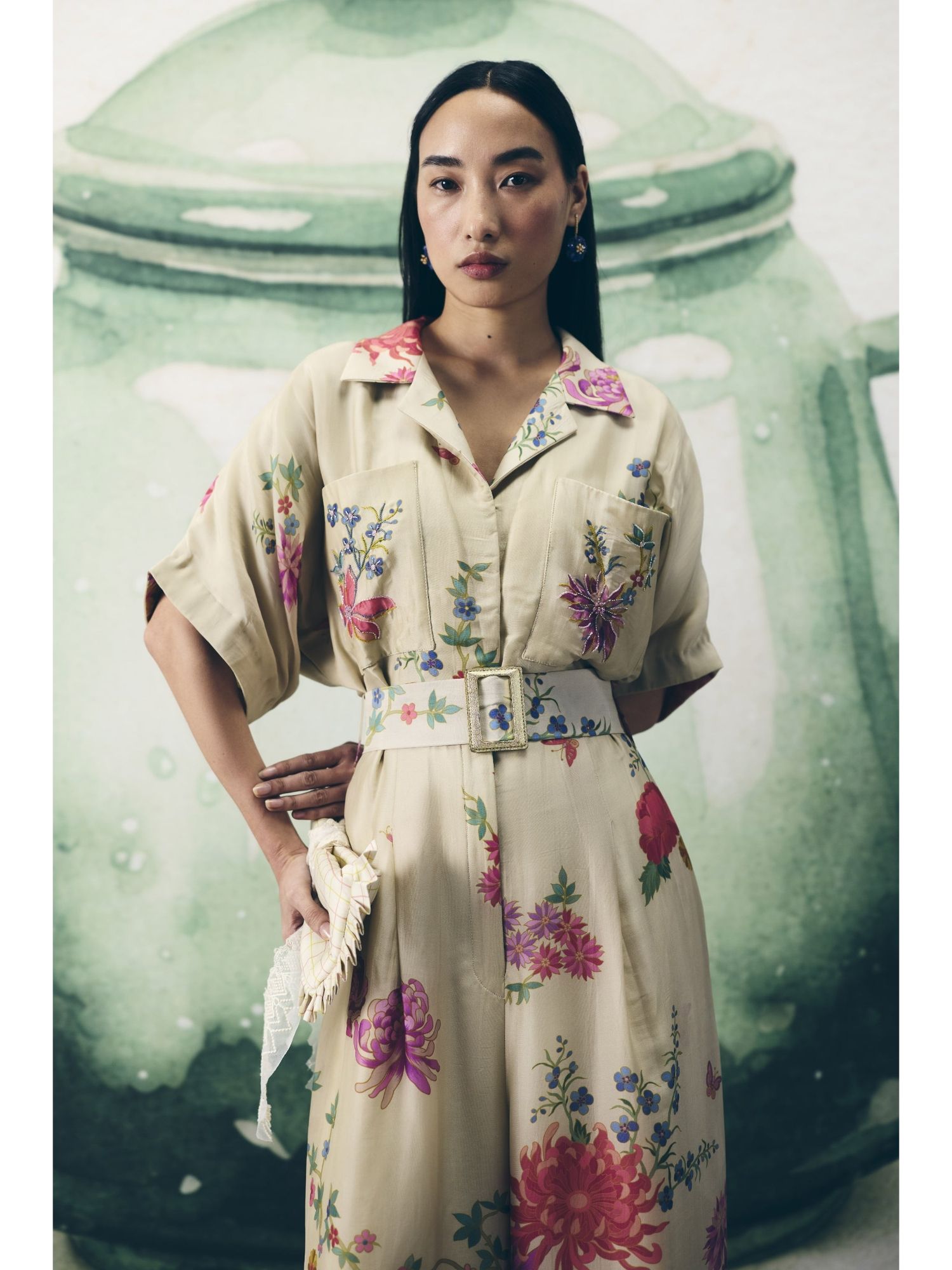 Ivory Deiji Jumpsuit with Belt