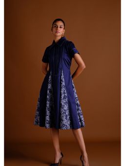 BUDUN - Sydney Navy Panelled A Line Midi Dress