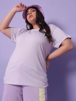 Bewakoof - Women's Feel Good Lilac Plus Size Boyfriend T-shirt