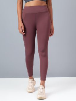 Dida - Women Trendy Mesh Panel Brown Tights