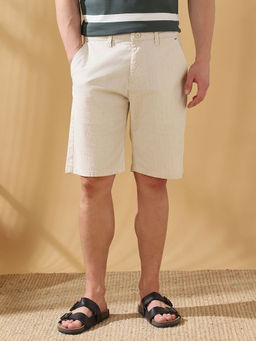 Dennis Lingo - Men Beige Stripes Relaxed Fit Shorts