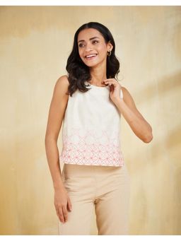 Fabindia - Natural Cotton Silk Embroidered Top