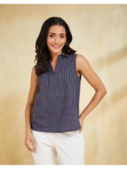 Fabindia - Blue Cotton Striped Top
