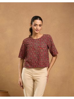 Fabindia - Red Cotton Ajrakh Printed Top