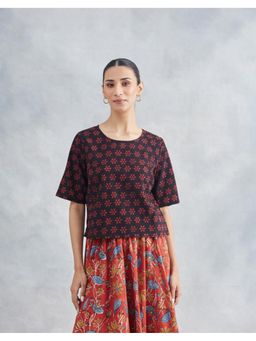 Fabindia - Black Cotton Dabu Printed Top