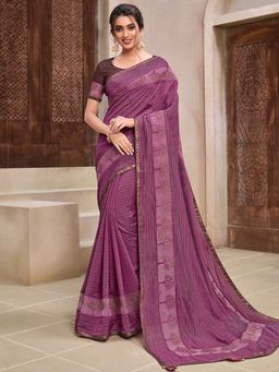 Odette - Magenta Pink Dual Tone Silk Georgette Designer Saree with Unstitched Blouse