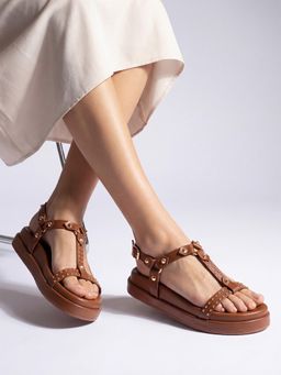 U.S. POLO ASSN. - Women Soomin Brown Sandals with Comfort Insole