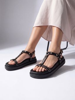 U.S. POLO ASSN. - Women Soomin Black Sandals with Comfort Insole