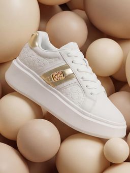 U.S. POLO ASSN. - Women Elowen Round Toe Lace Ups Sneakers with Gold Hardware