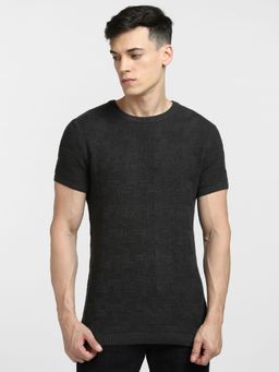 Jack & Jones - BLACK KNIT CREW NECK T-SHIRT