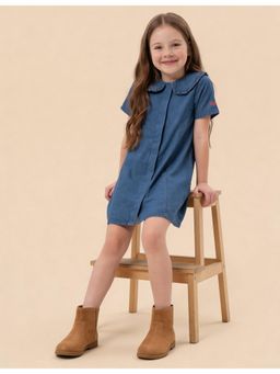 U.S. POLO ASSN. - Blue Girls Solid Denim Dress